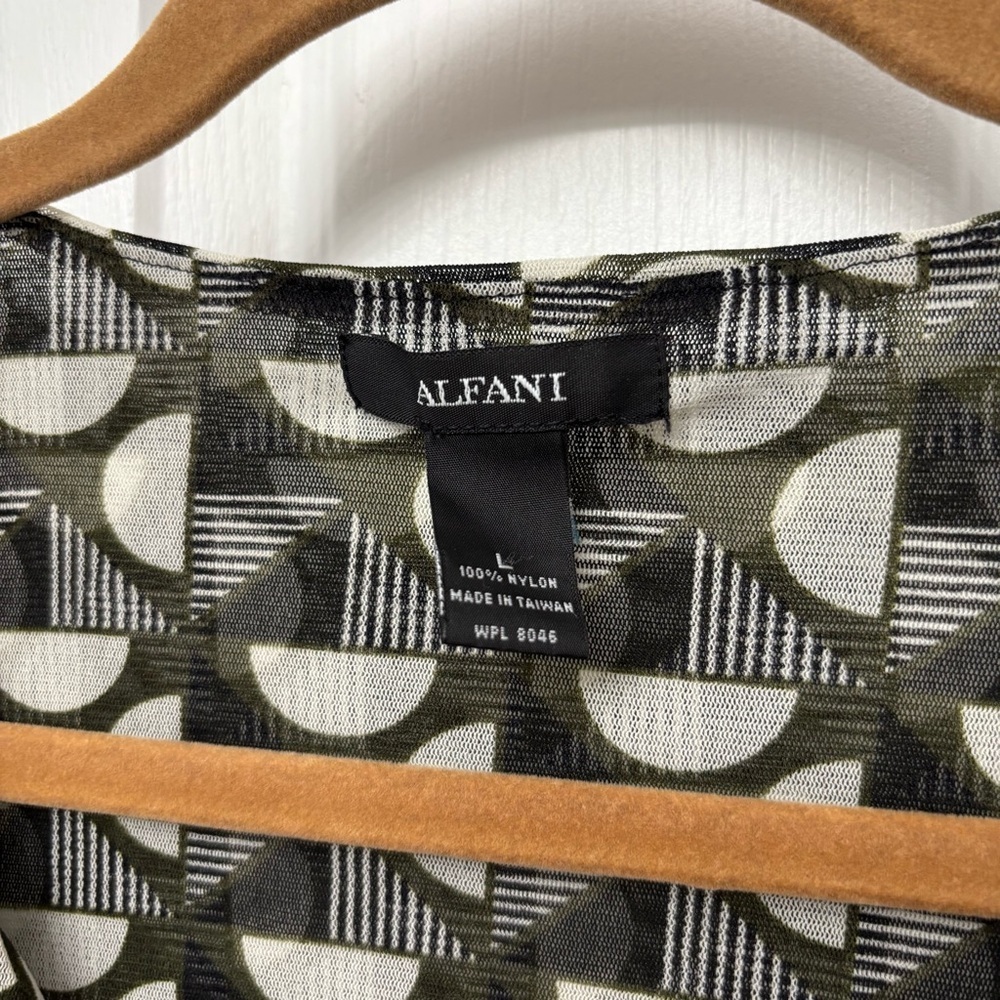 Black Geometric Asym Tunic | Alfani L - Picture 6 of 8